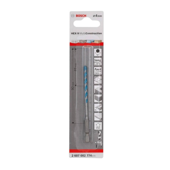 Mũi khoan đa năng chuôi lục giác 4mm Hex-9 Bosch 2607002774 Mũi khoan đa năng chuôi lục giác 4mm Hex-9 Bosch 2607002774