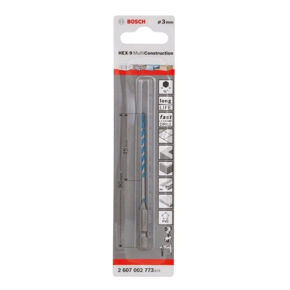 Mũi khoan đa năng chuôi lục giác 3mm Hex-9 Bosch 2607002773