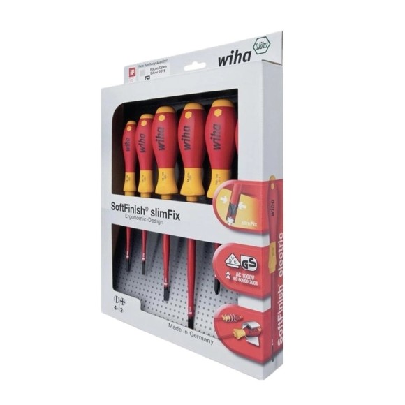 Bộ tô vít cách điện 6 chi tiết 1000V Wiha 35389 SotFinish® slimFix