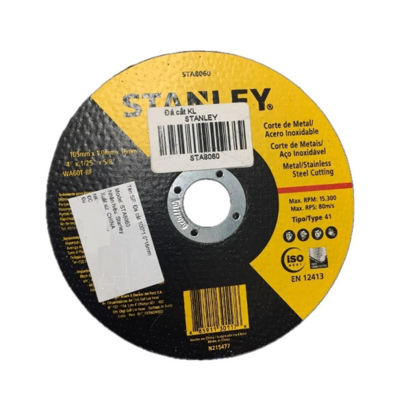 Đá cắt inox 100x1.2x16mm Stanley STA8060